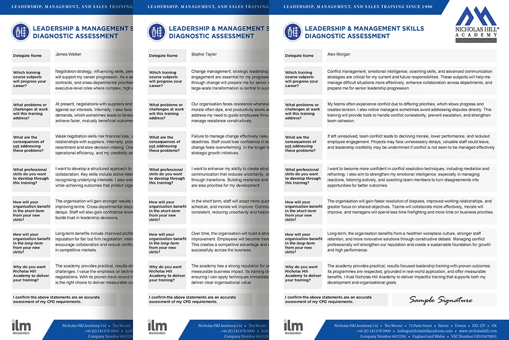 Nicholas Hill diagnostic assessments