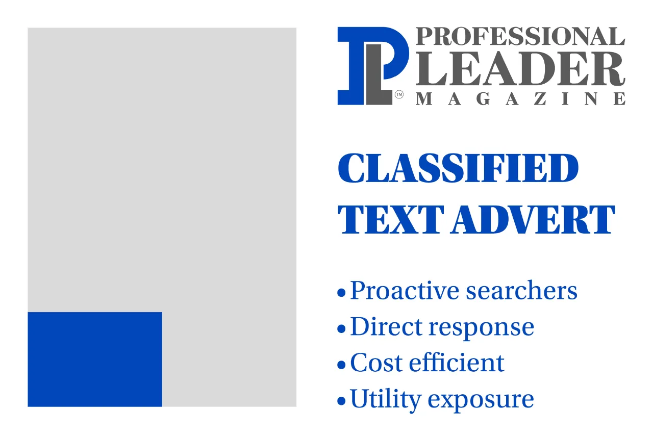 Professional Leader Magazine Rate Card Classified Text Ad
